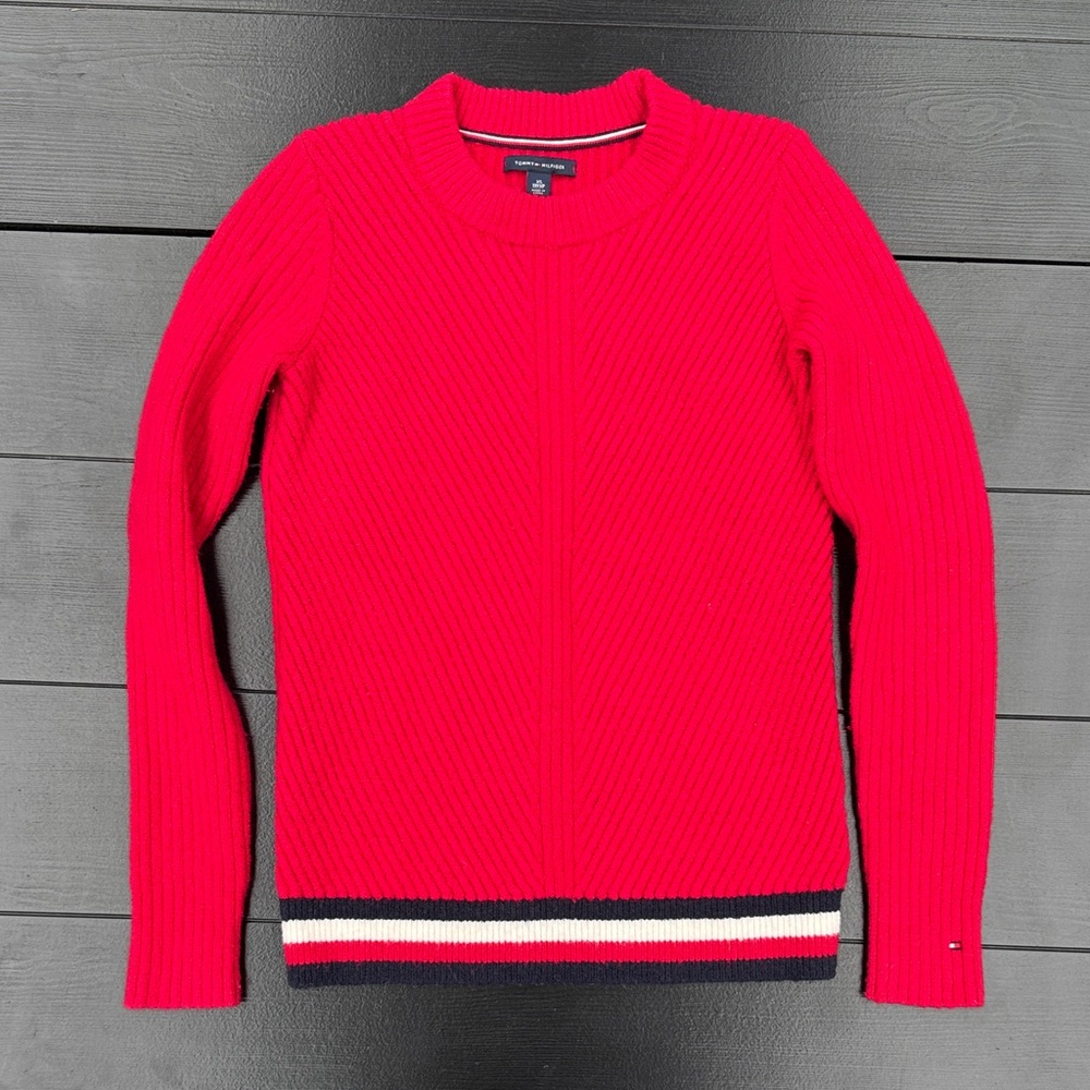 Tommy Hilfiger Women's Vibrant Red Crew Neck Sweater